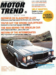 MOTOR TREND 1974 AUG - SHELBY COBRA, IECO VEGA, ELITE